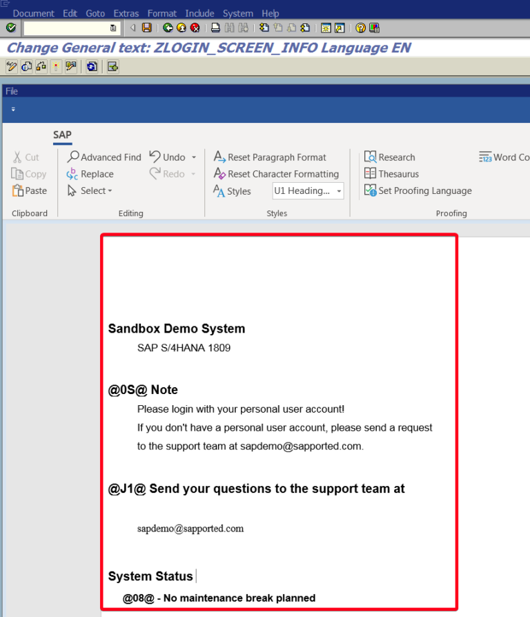 How to add custom text to the SAP logon screen in SE61? - SAPported